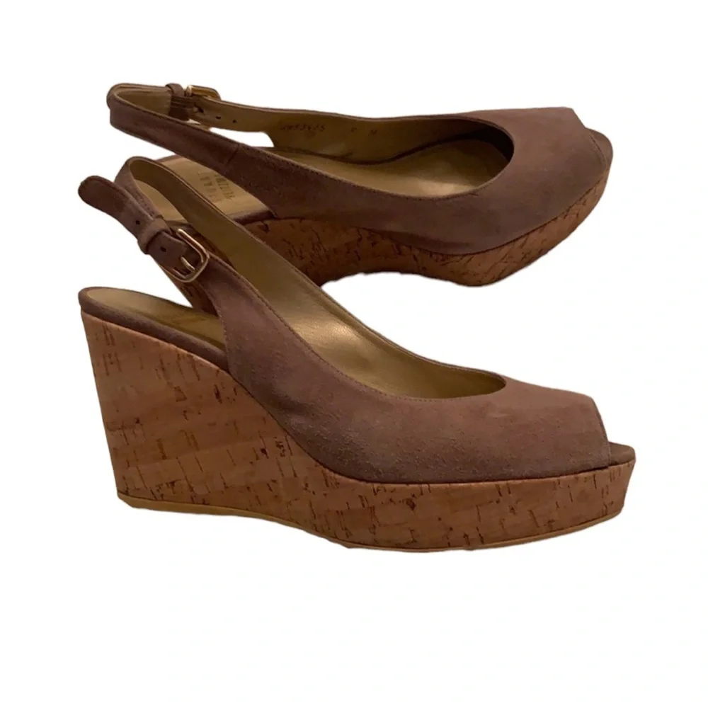 Stuart weitzman suede leather wedge shoes size 9 - Picture 2 of 5